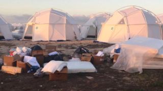 The tents at Fyre Fest.