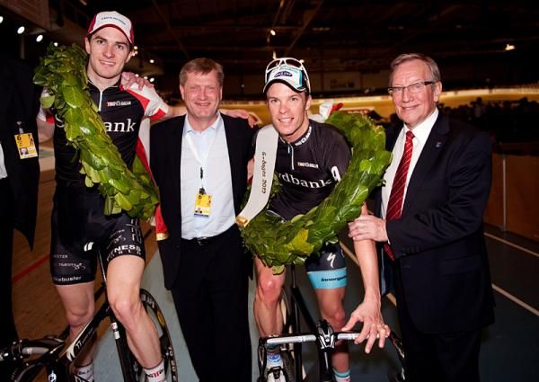 All smiles for Copenhagen Six Day winners Marc Hester and Iljo Keisse.