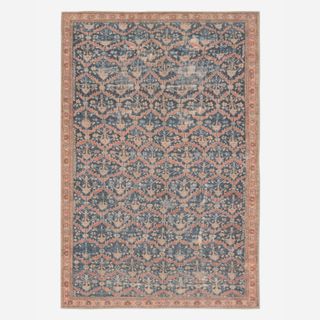 pink and blue patterned rug