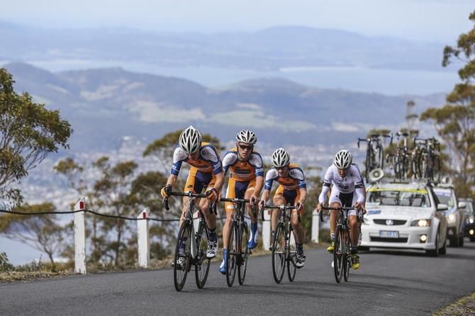 The Huon-Genesy team mid way through their winning team time trial