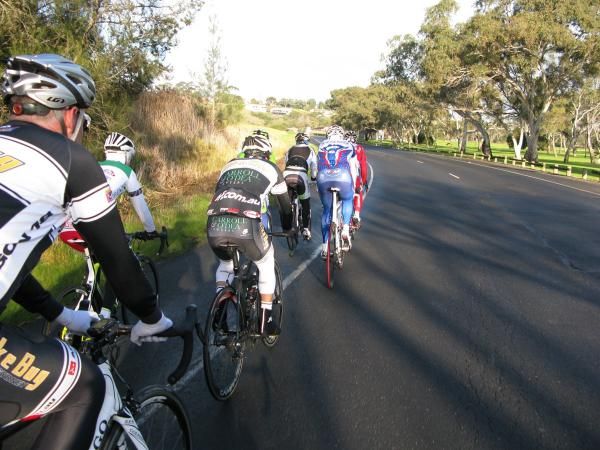 Local riders from Melbourne and Sydney show the Italians around the 2010 world championship course.