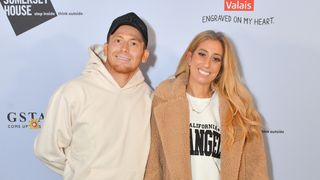 Joe Swash and Stacey Solomon attend the launch party for Skate At Somerset House