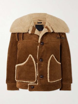 Faux Shearling-Lined Cotton-Corduroy Jacket