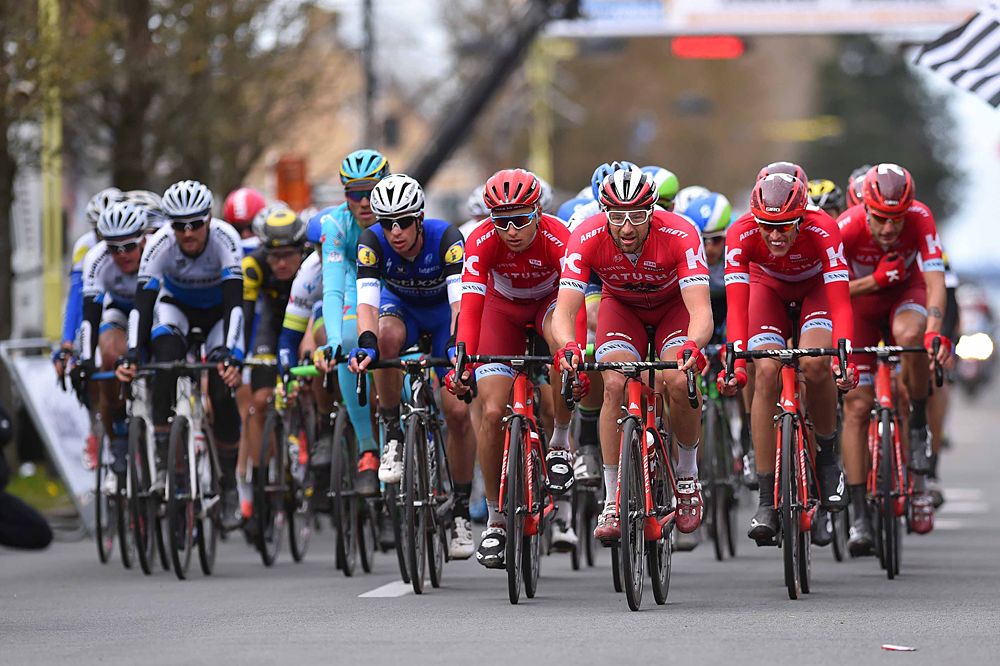 Team Katusha on the front