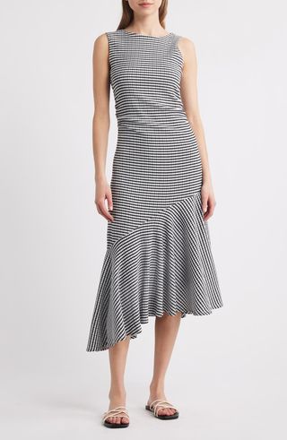 Daija Gingham Sleeveless Asymmetric Midi Dress