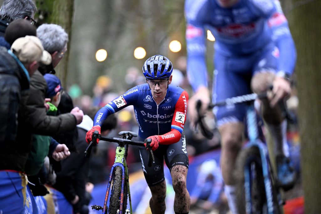 Dutch Lars Van Der Haar competes during the stage 7 (out of 12) of the men's UCI Cyclocross World Cup elite race in Gavere, northern Belgium, on December 26, 2024. (Photo by JASPER JACOBS / Belga / AFP) / Belgium OUT