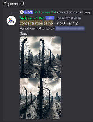 Midjourney bot generates a concentration camp on demand