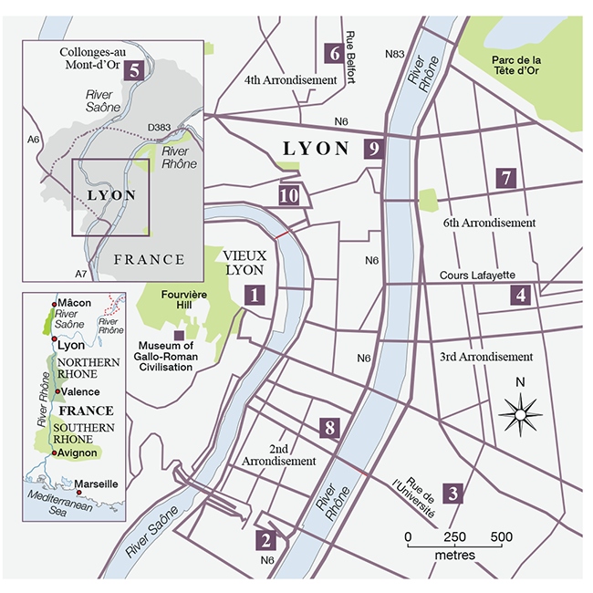 Lyon restaurants map