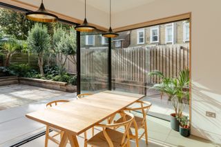 Looking back into the garden from the kitchen and dining room