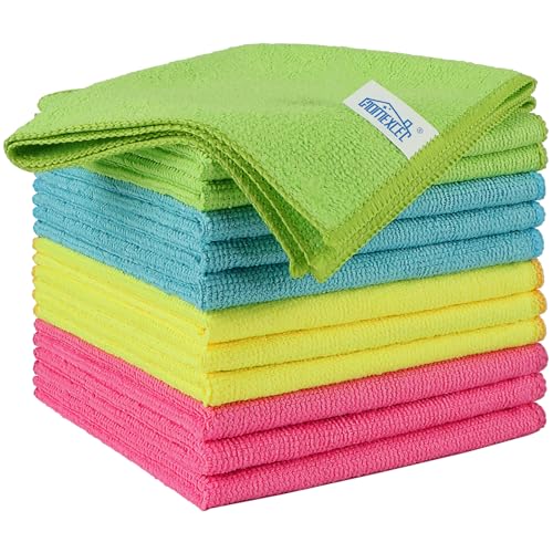 Homexcel Microfibre Cloth,12 Pack Cleaning Rag,microfibre Cleaning Cloths Towels With 4 Color Assorted,29 X 29 Cm (green/blue/yellow/pink)