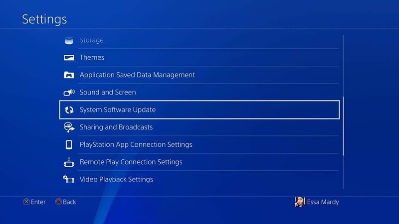 PlayStation 4 Settings Menu