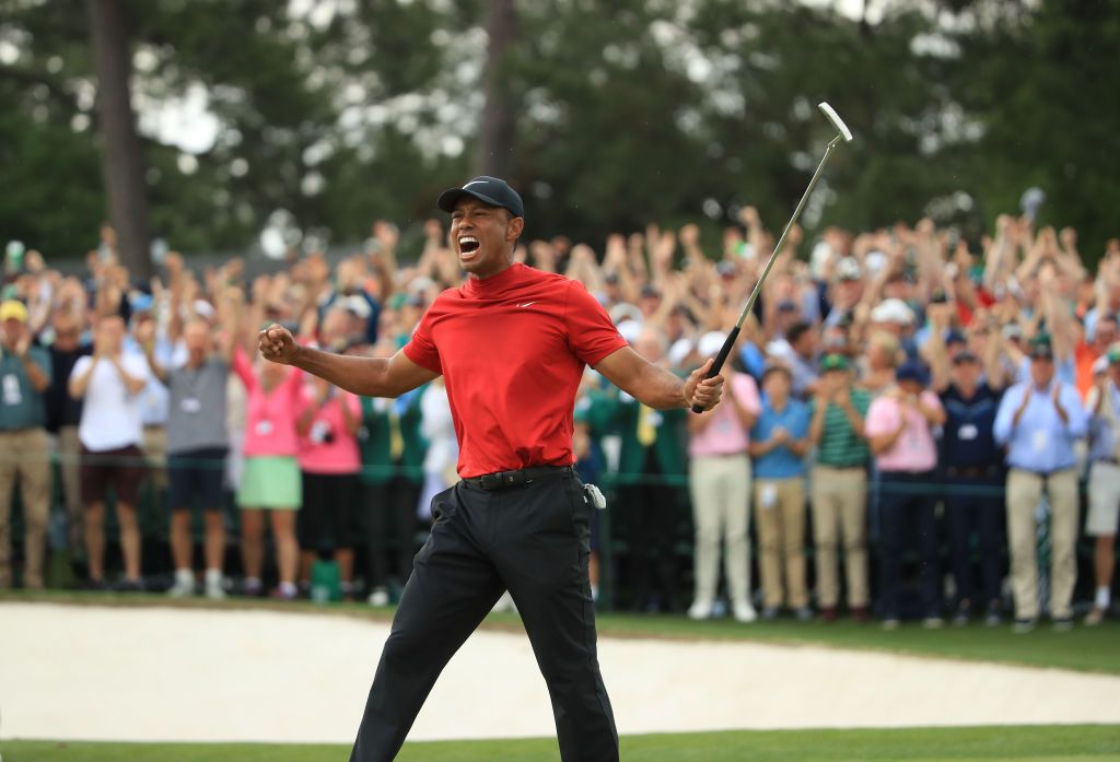 The Masters 2019 winner Tiger Woods celebrates victory