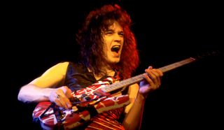 Eddie Van Halen performs onstage with Van Halen at the Aragon Ballroom in Chicago, Illinois on April 26, 1979