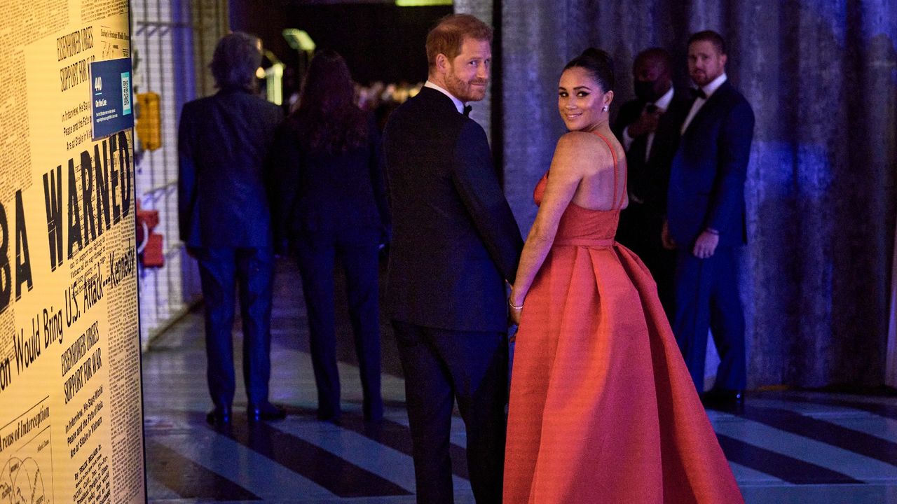 Prince Harry and Meghan Markle at a black tie gala