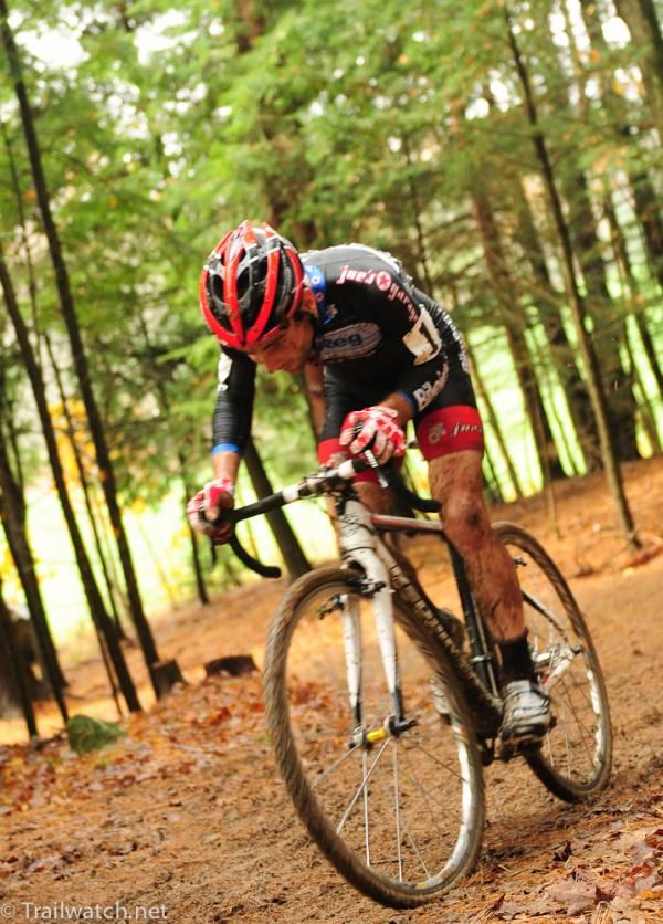 Justin Lindine (Bikereg.com) on the biggest climb of the course.
