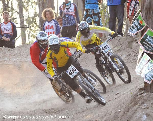Mario Jarrin Molina (Ecuador) leads out of the first corner in the men's final