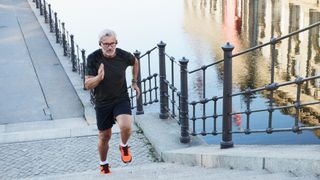 Active middle-aged man doing exercise