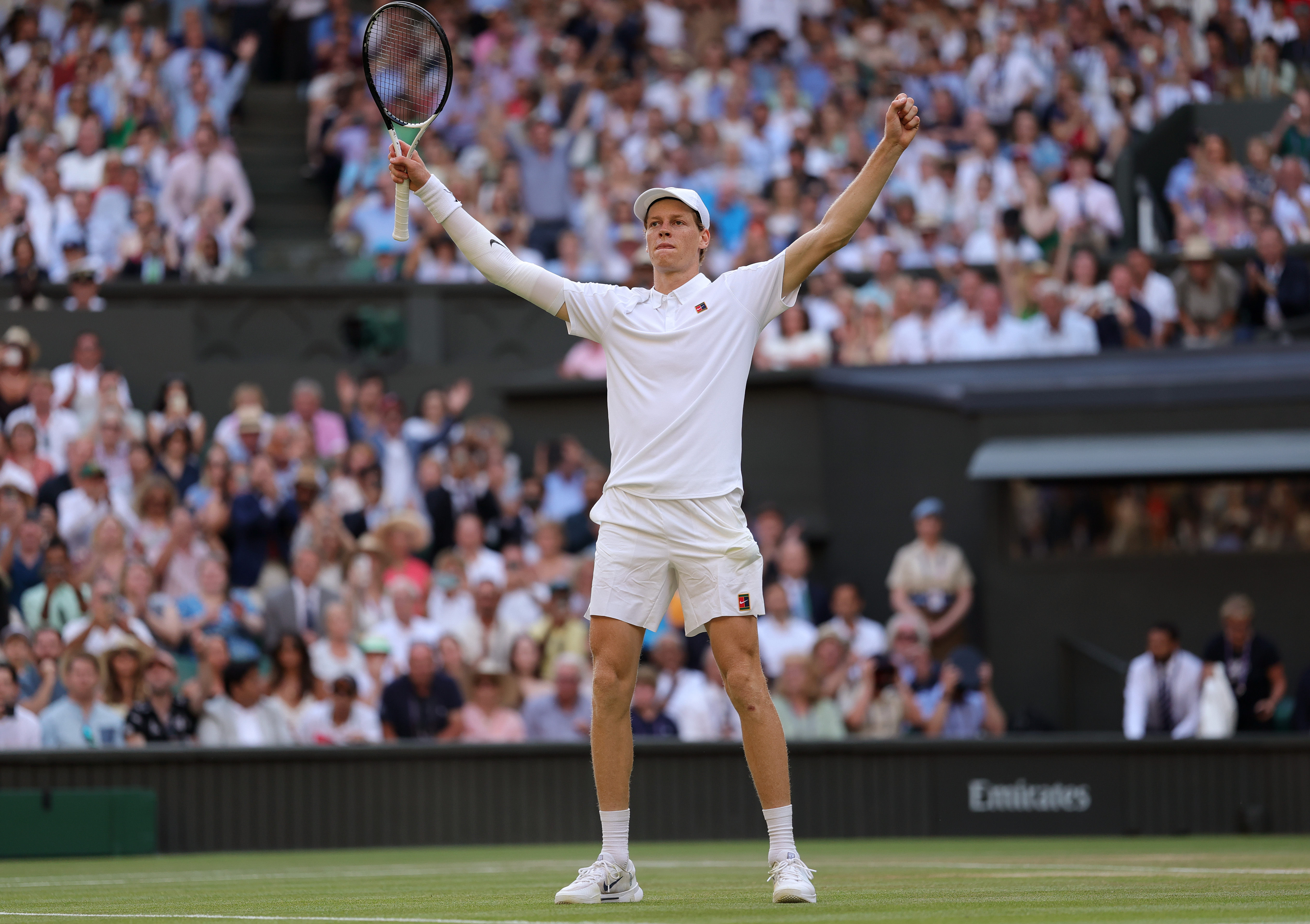 Sinner celebrating at wimbledon