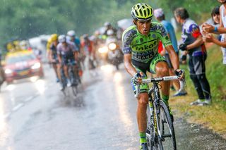 Alberto Contador attacks on the final climb.