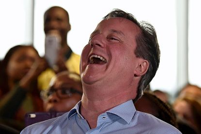 David Cameron was caught singing to himself just after publicly resigning as prime minister.