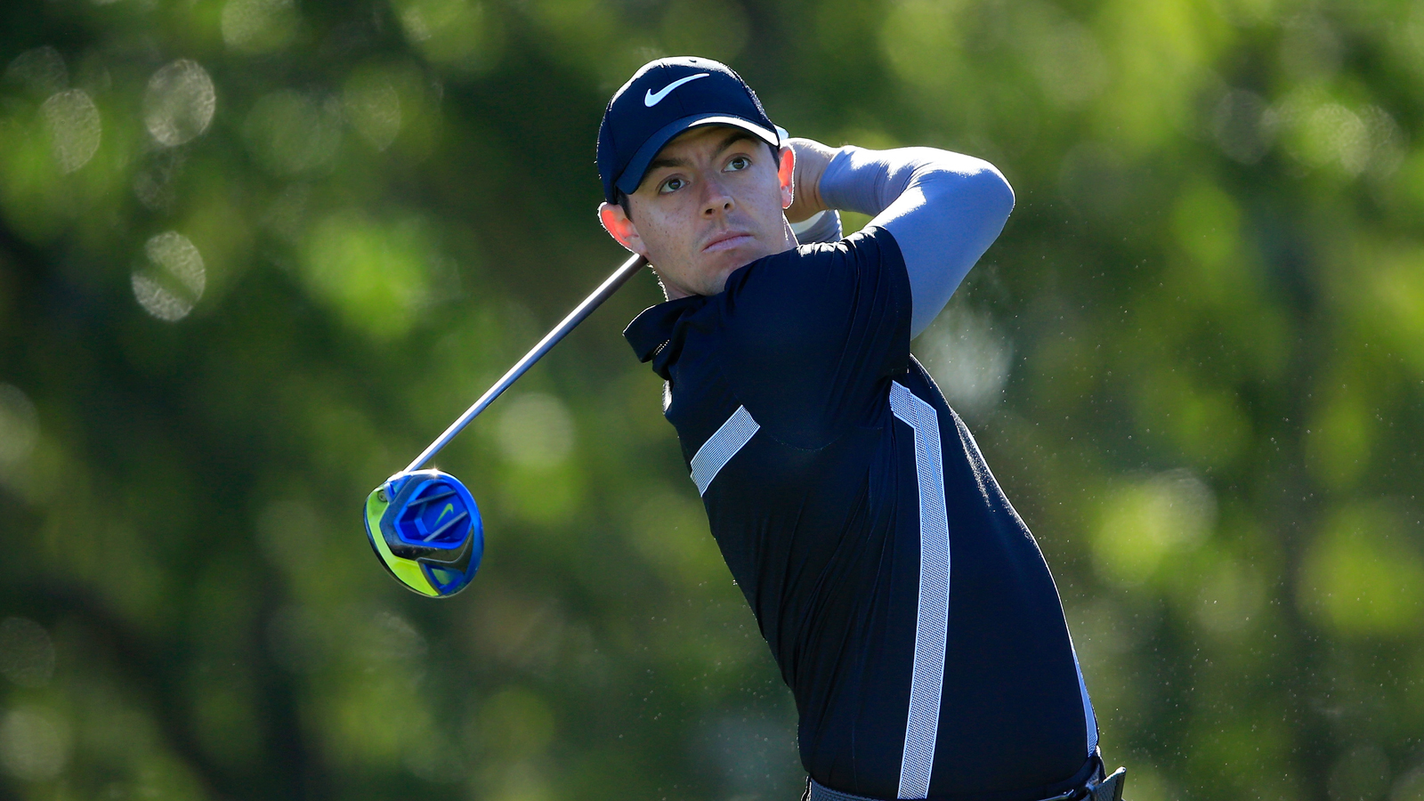 Rory McIlroy hits a driver off the tee