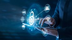 Cybersecurity digital padlock illustration