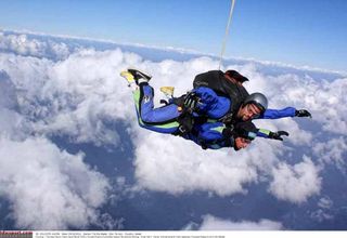 Contador and his instructor in freefall