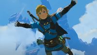 Link flying through the air in The Legend of Zelda: Tears of the Kingdom