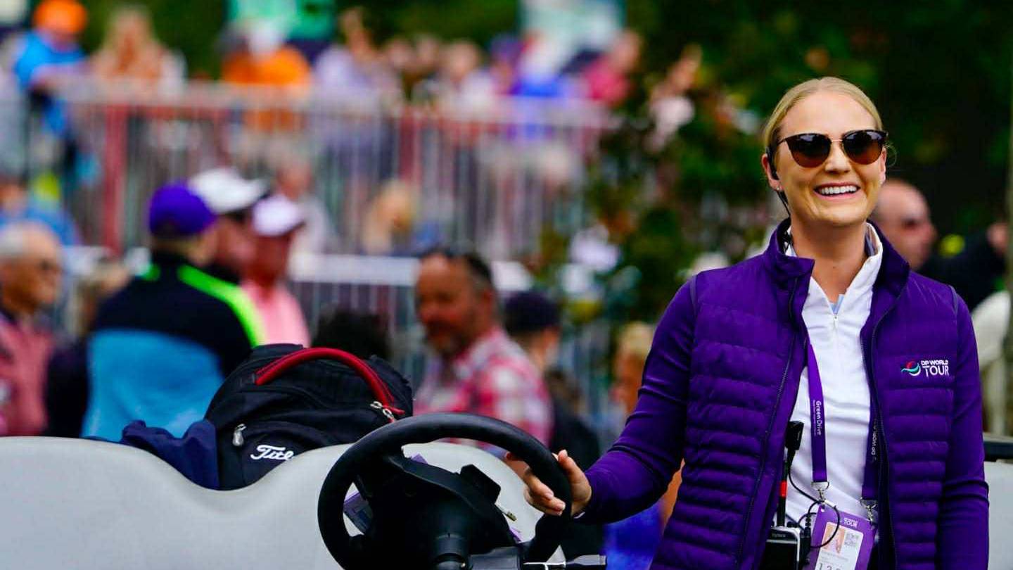 Elizabeth Mallett officiating at a DP World Tour event