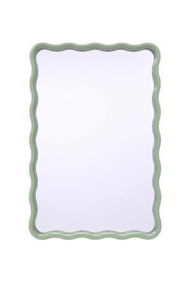 Green Wavy Pine Wall Mirror