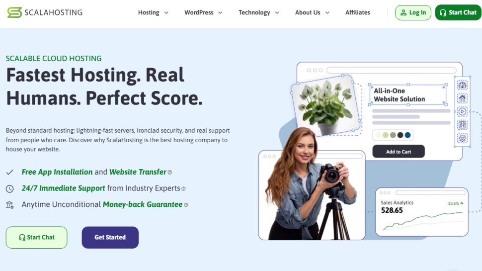Website screenshot of ScalaHosting (August, 2025)