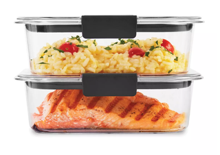 Two glass food containers storing leftover meals