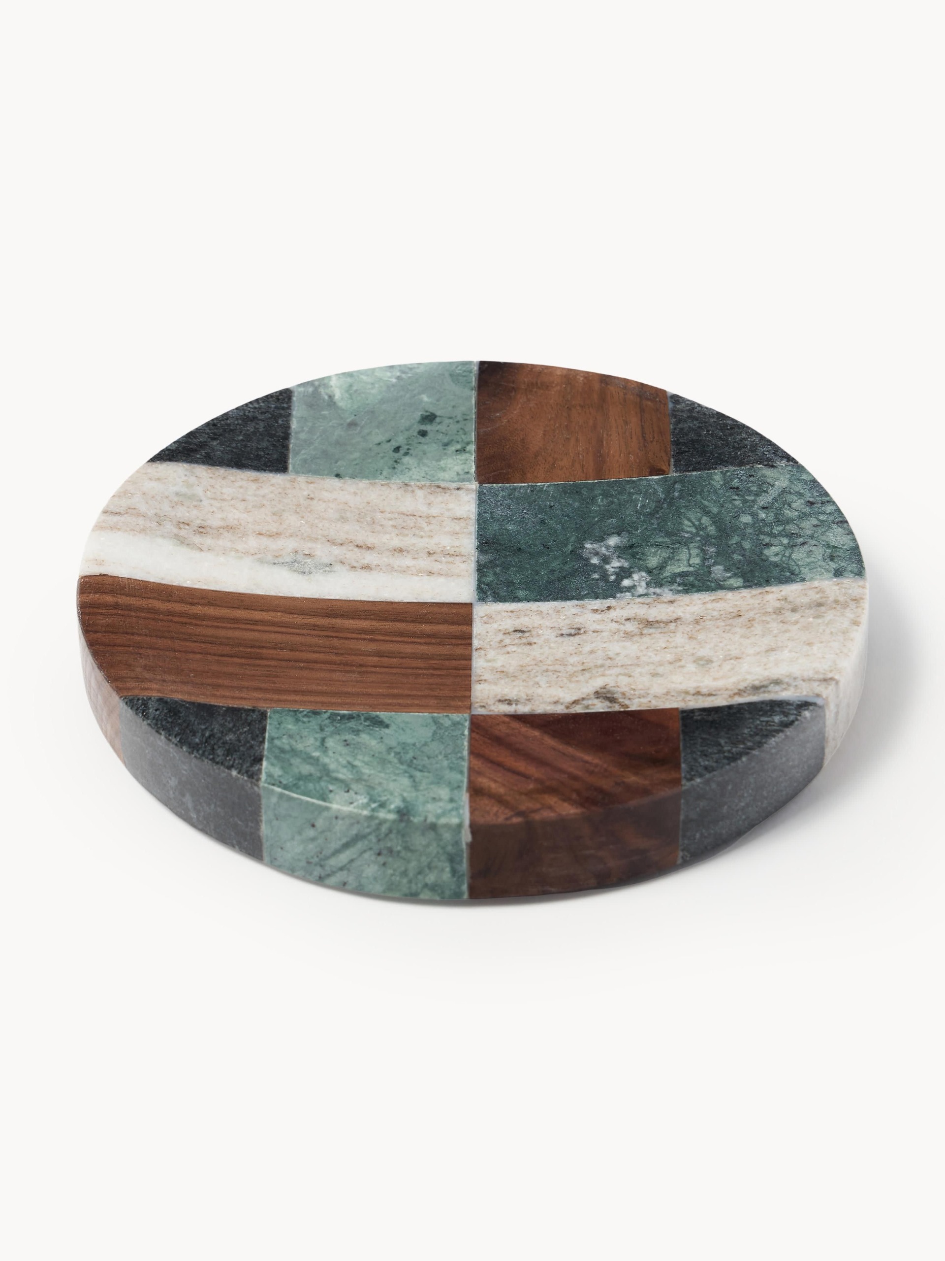 Small Decorative Marble and Walnut Wood Tray Mauricio, &amp;Oslash; 16 Cm