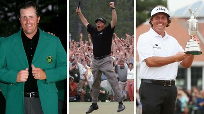Three of Phil Mickelson's Major wins - the 2004 Masters, 2006 Masters and 2013 Open