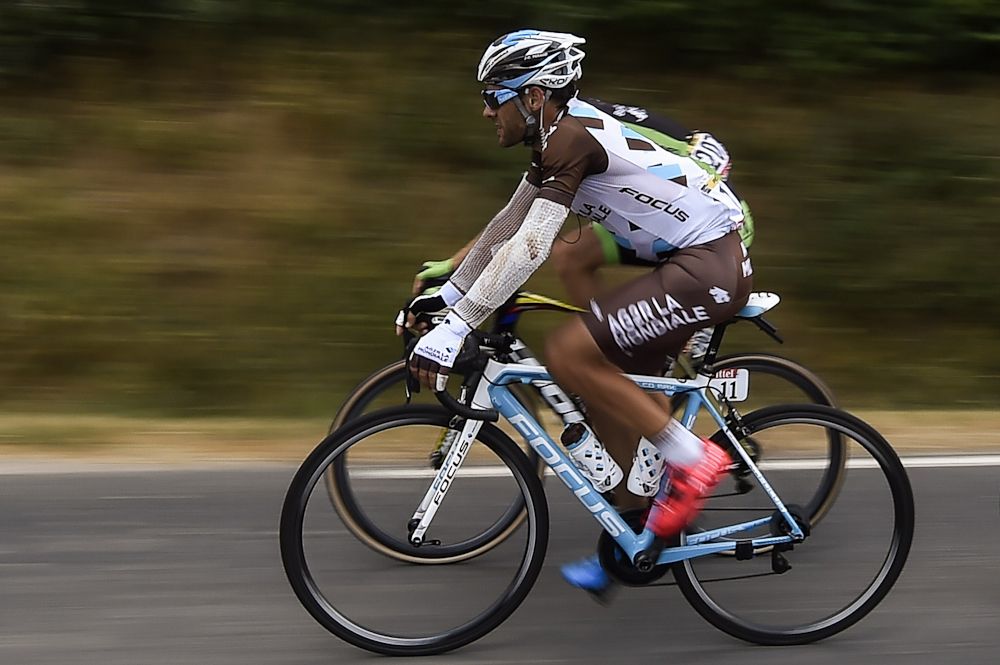 Jean-Christophe P&eacute;raud in action during stage 14.