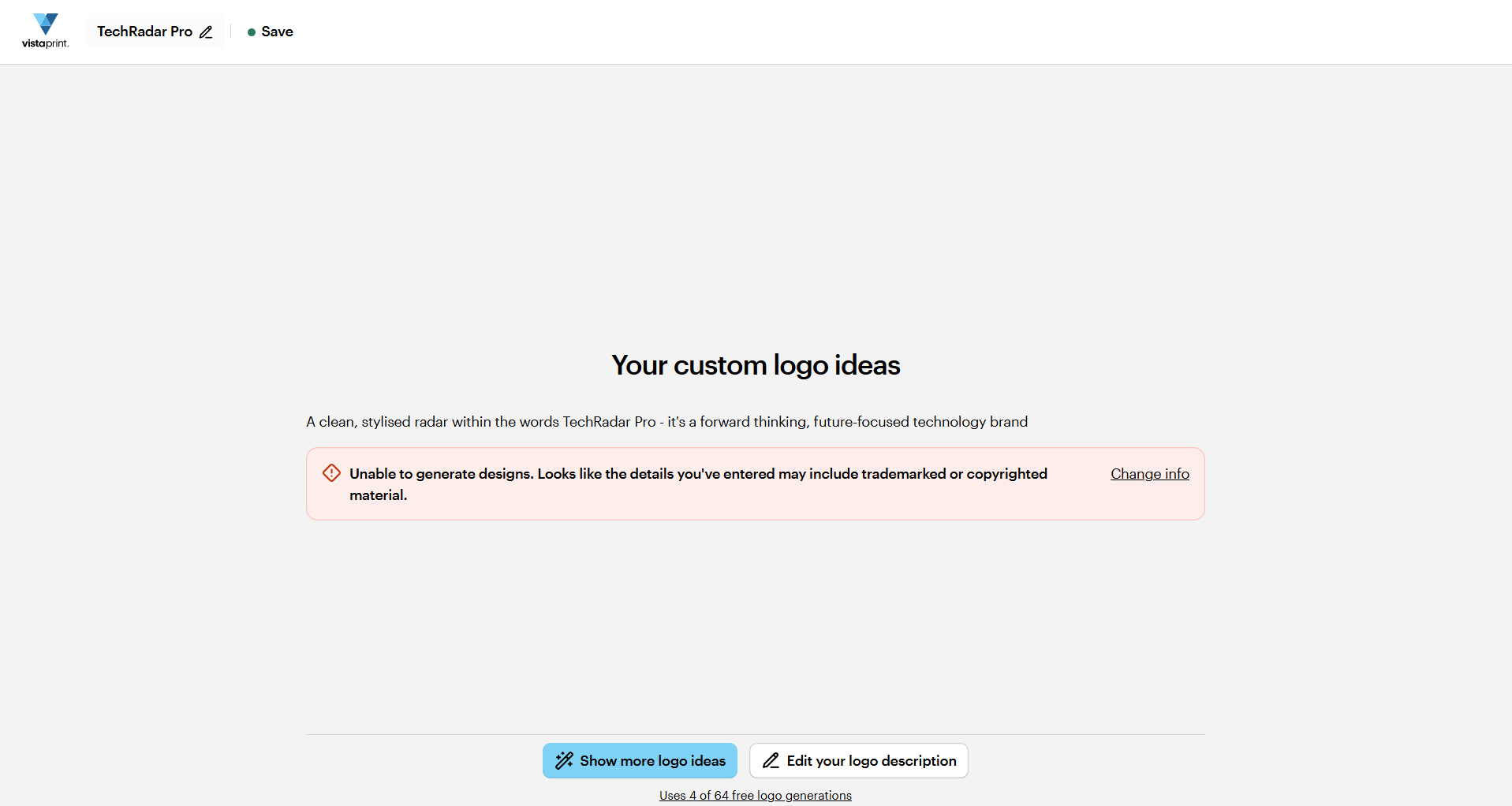 Testing out AI logo creation using VistaPrint's AI logo maker tool