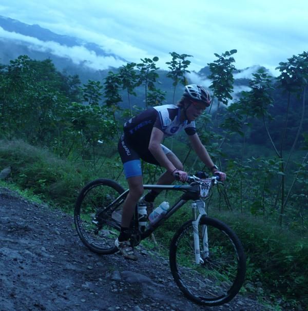 Sam Schultz was off the front early in the race.