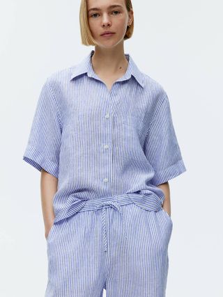 Linen Resort Shirt - Blue/white - Arket Gb