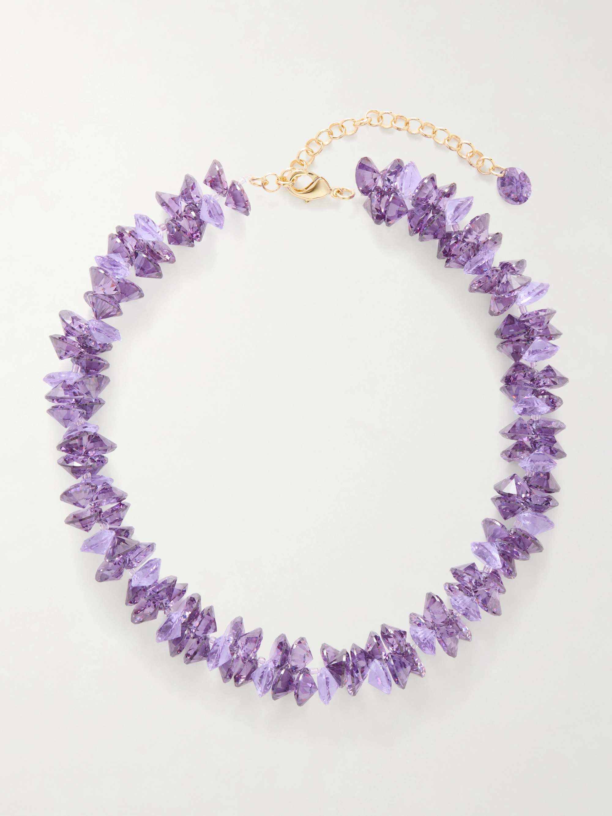 The Cubic Cluster Gold-Tone Cubic Zirconia and Crystal Necklace