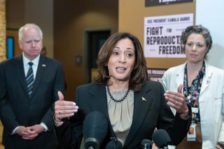 Gov. Tim Walz and Vice President Kamala Harris visit Planned Parenthood in Saint Paul, Minnesota in March 2024.