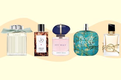 A collage of the best mood boosting perfumes
