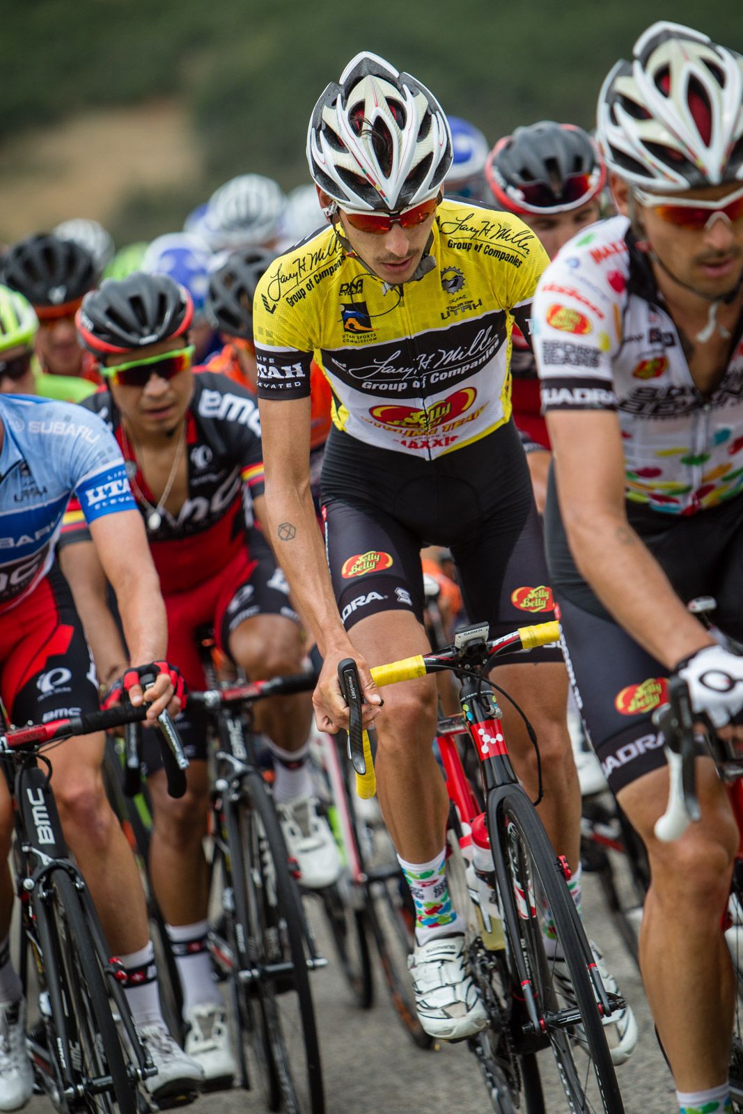Lachlan Morton (Jelly Belly) on the climb.