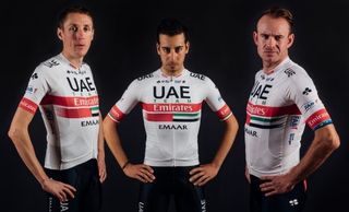 Dan Martin, Fabio Aru and Alexander Kristoff in the 2019 UAE Team Emirates jersey