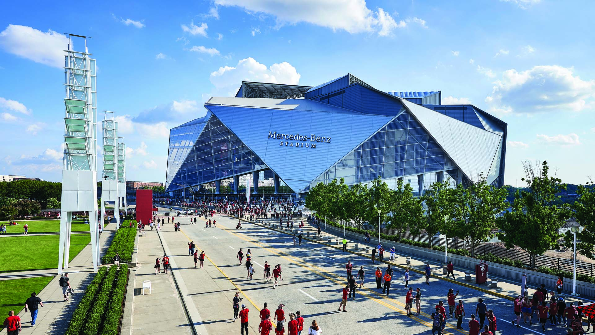 A photo of Mercedez-Benz stadium.