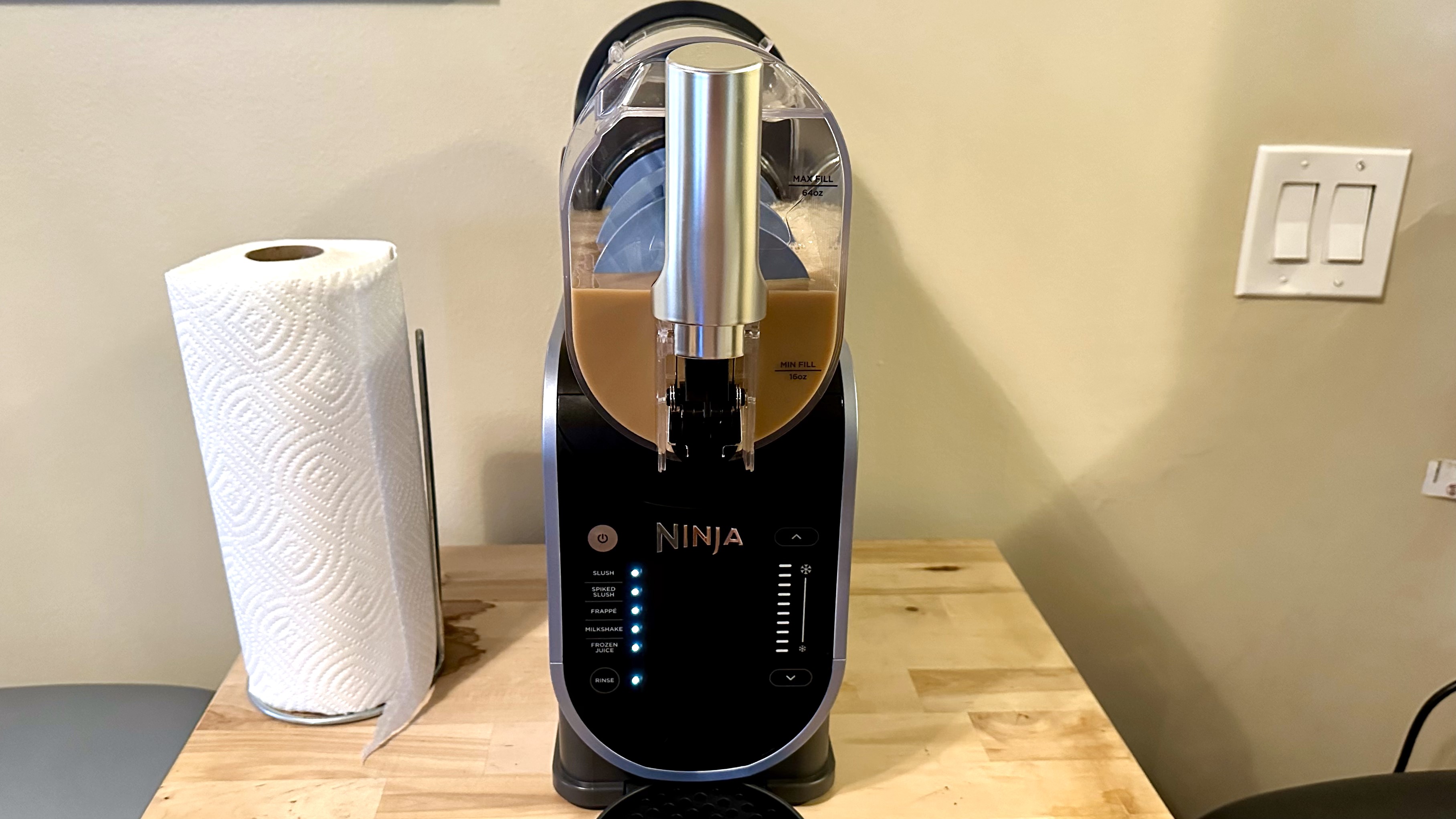 Ninja Slushi machine prepared to make a frappe