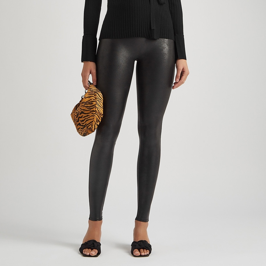 Spanx Black Faux Stretch-Leather Leggings