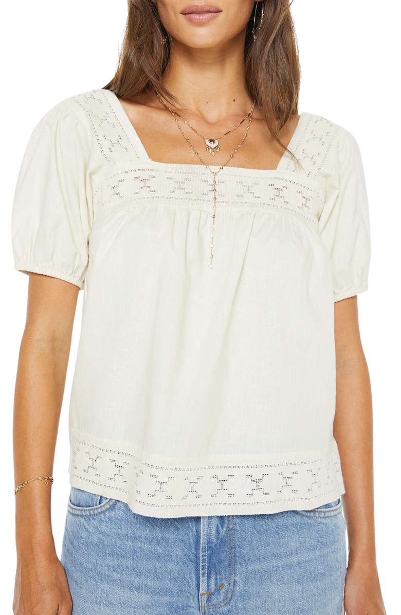 The Memory Lane Embroidered Trim Puff Sleeve Top