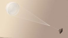 The Schiaparelli Mars lander deploys its parachute in this artist's illustration.