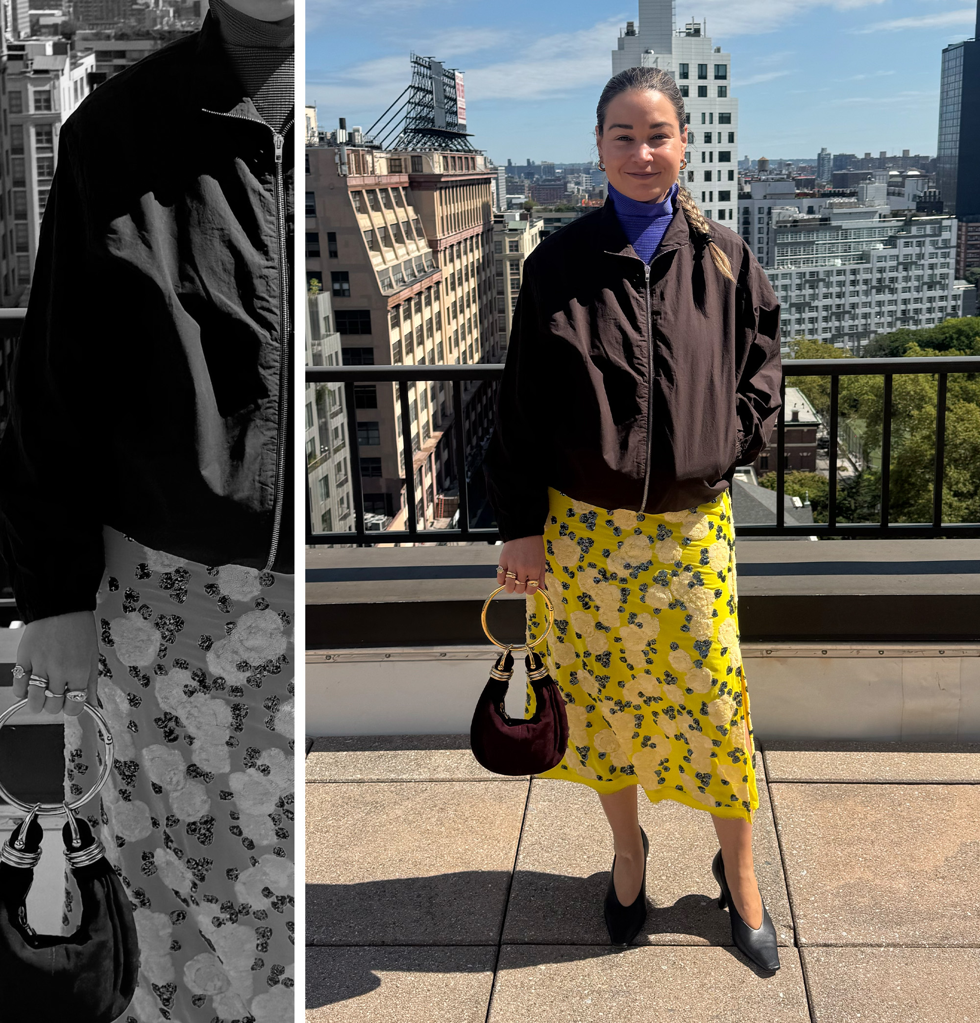 Irina Grechko styling the windbreaker trend for The A-List Edit