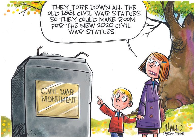 Editorial Cartoon U.S. Civil War statues